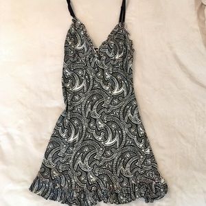 SOLD - Black & White Paisley Print Chemise Dress.